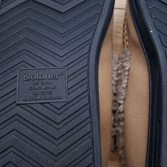 ISOTONER Slippers Mens Size 13 14 Tan Slip On Plush Lined Gel Memory Foam main image 5